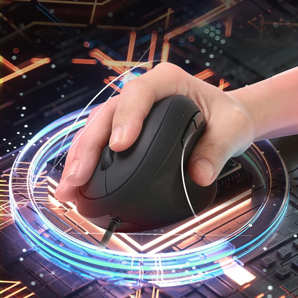 Wired Ergonomic Mouse, Optical Vertical Mouse with 3 Adjustable 800/1200/1600, 6