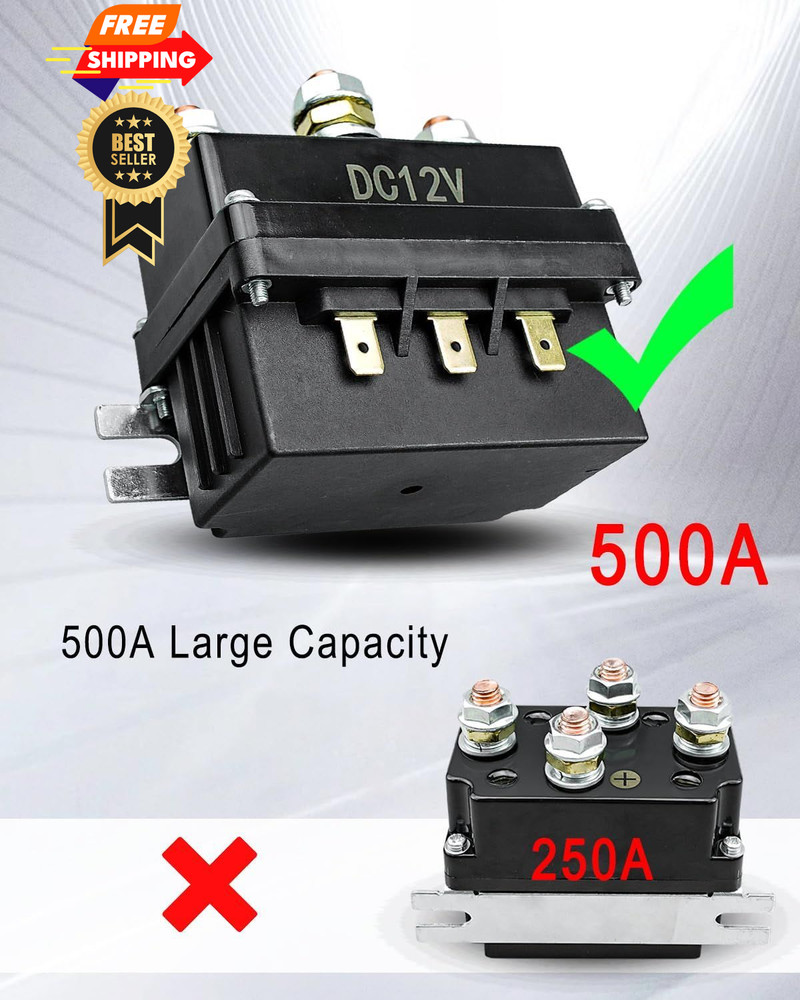 Pre-Wired Winch Control Box Kit, 500A Relay+Box+Receiver+Controller+Cables