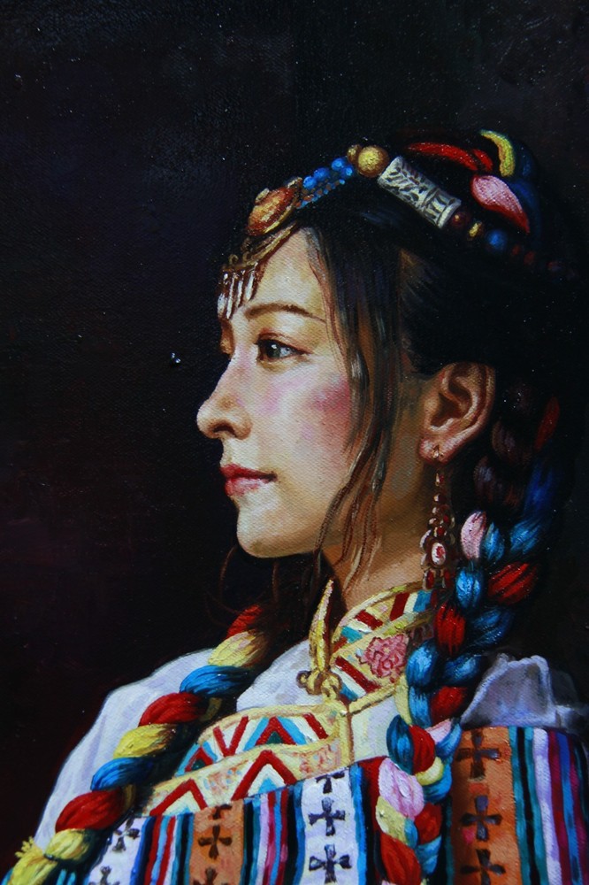 布面油画《藏族姑娘》规格60-90cm