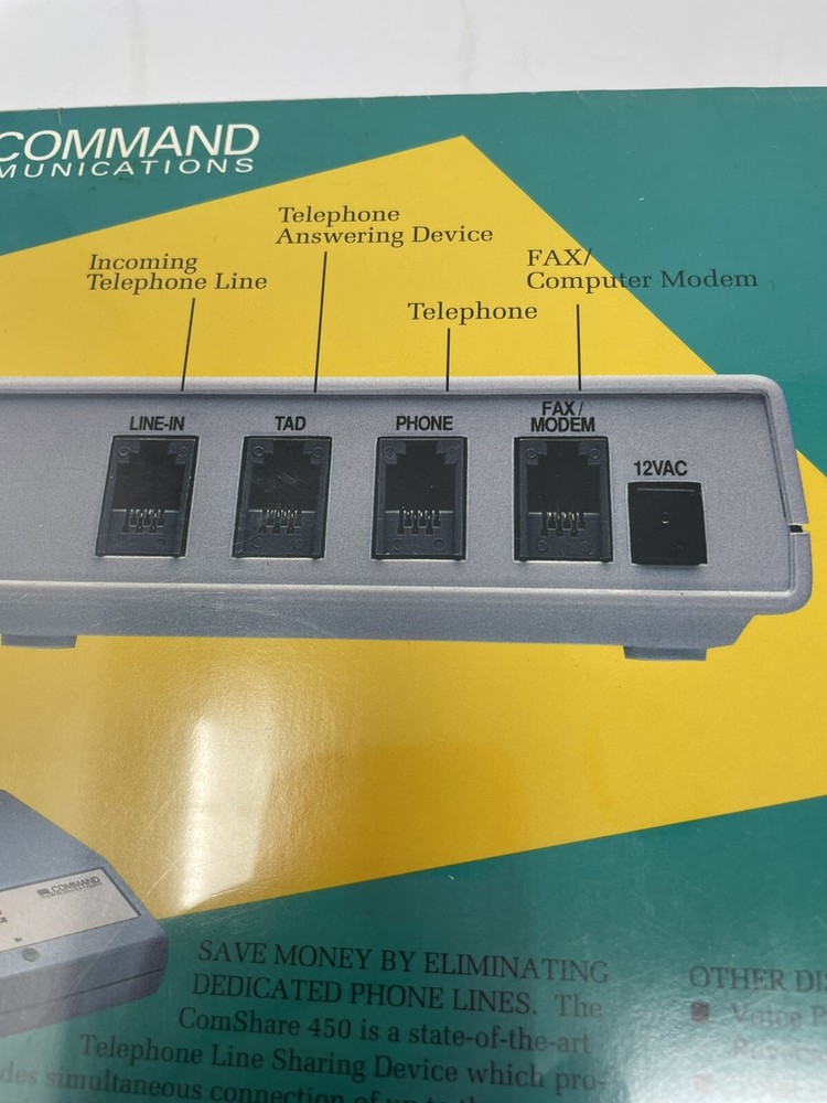 Comshare 450 Line Sharing Device Phone Fax Answering Machine Computer New Sealed