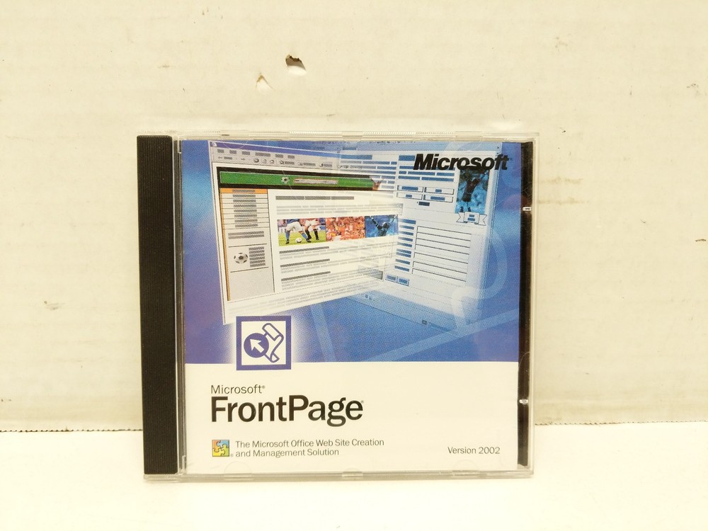 Microsoft Front Page 2002 CD-ROM Software w/ Key. For Windows Web Site Creation
