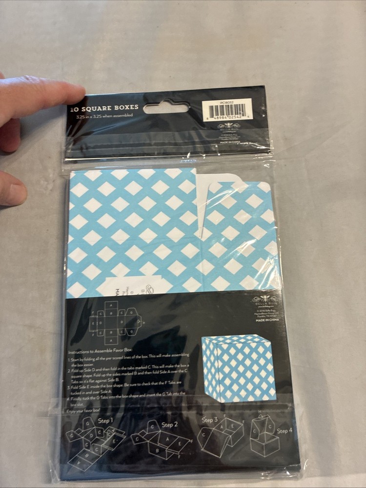 Bella Bug 10 Square Boxes 3.25" X 3.25" Blue Lattice