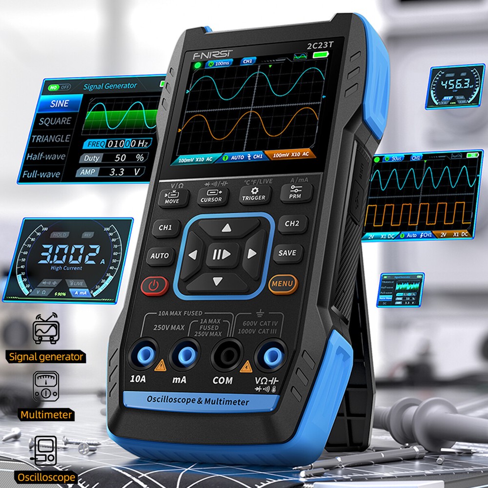 FNIRSI 2C23T Handheld Digital Oscilloscope Multimeter+Function Signal Generator