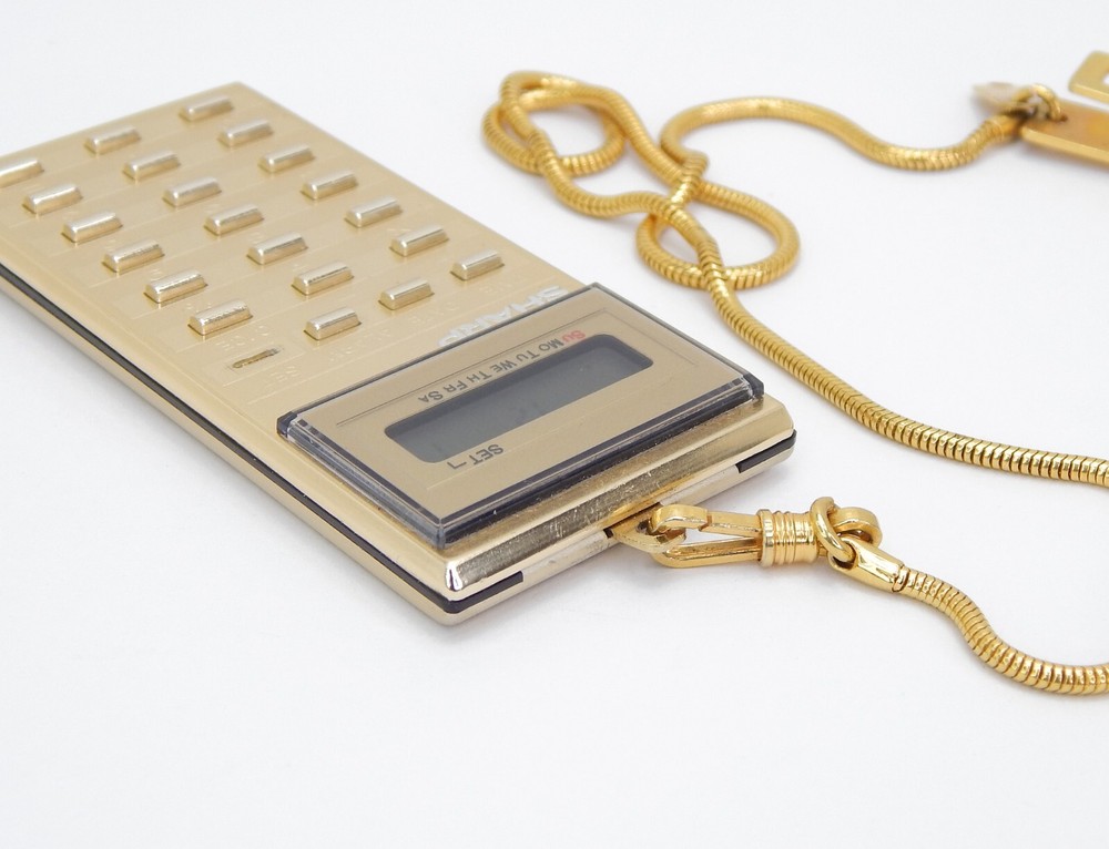 SHARP CALCULATOR EL-8061 GOLD CLOCK ALARM POCKET