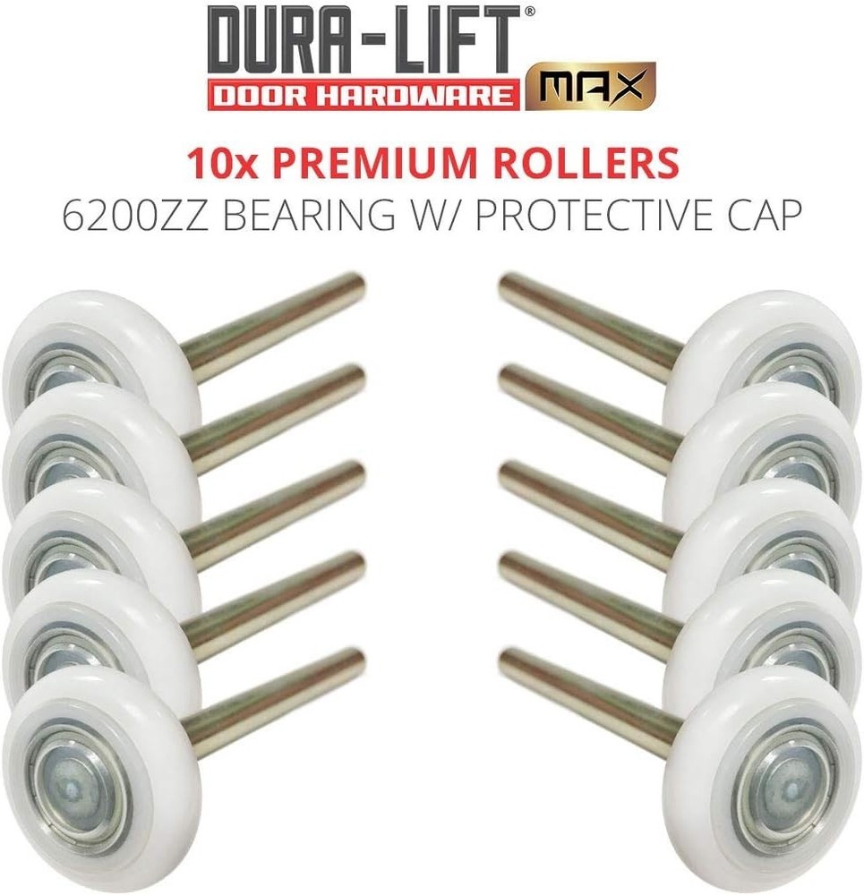 Long-lasting 6200ZZ Bearing Garage Rollers, 10 Pack