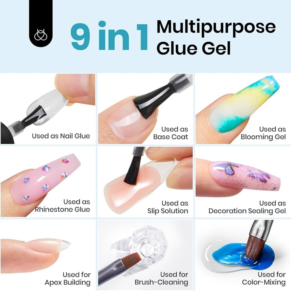 5 In 1 Nail Extension Set with 500 Coffin Tips & Curing Lamp