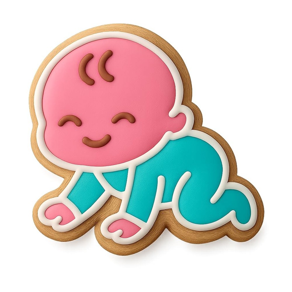 Chibi Crawling Cookie Cutter & Stamp - 4x3.5 Fun Kitchen Baking