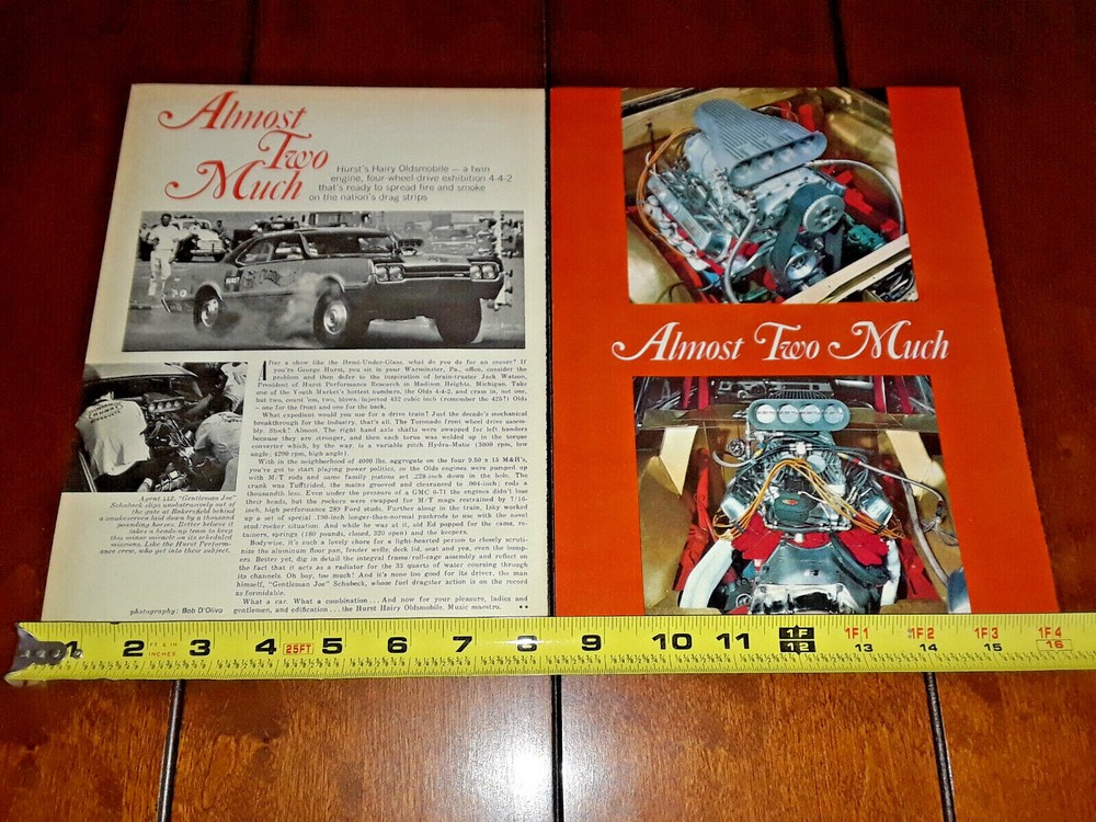 HURST HAIRY OLDSMOBILE ORIGINAL 1966 ARTICLE