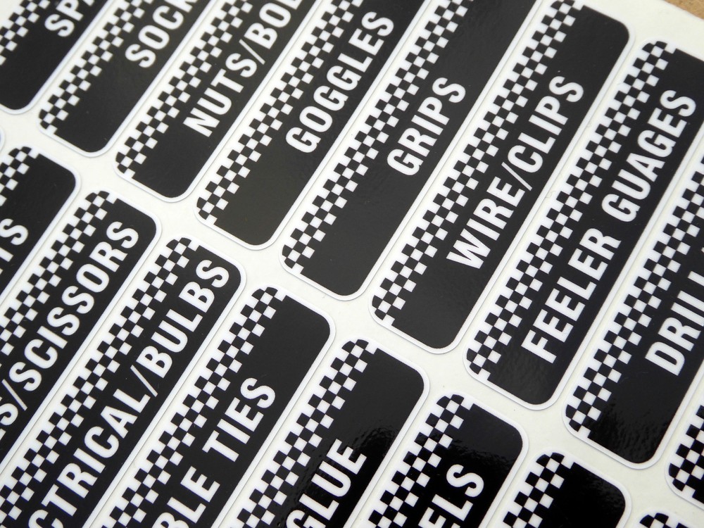 TOOLBOX TOOL CHEST Drawer LABEL stickers decals Identify your workshop tools