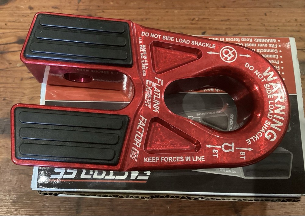 Factor 55 Flat Link E Winch Shackle Max  Load 16,000 lbs P/N 00080-01 Colour Red