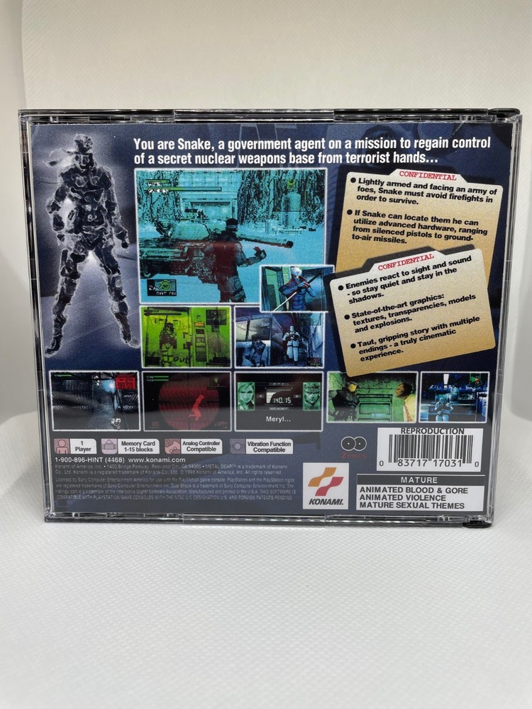 Metal Gear Solid PS1 Replacement Case - NO GAME NO MANUAL