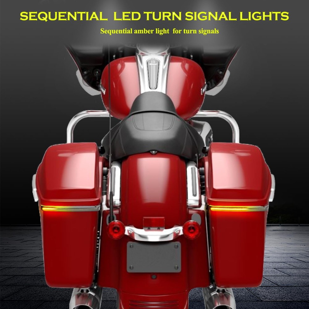 Saddle bag LED Tail Lights Smoked Saddlebag Brake Running Light with Sequenti...