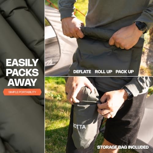 Inflatable Sleeping Pad for Camping & Backpacking – Lightweight 2.1” Thick