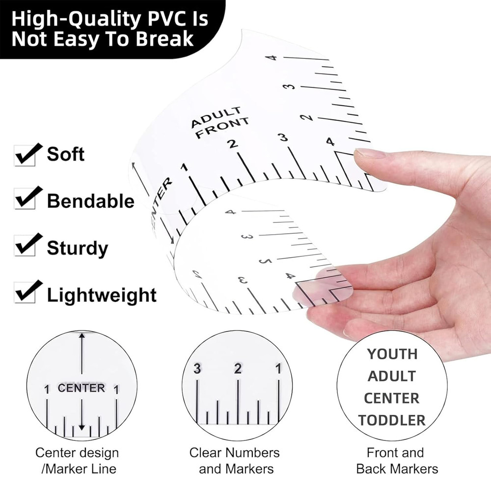 10 Pieces Tshirt Ruler Guide for Vinyl Alignment,Round Ruler for Alignment Measu