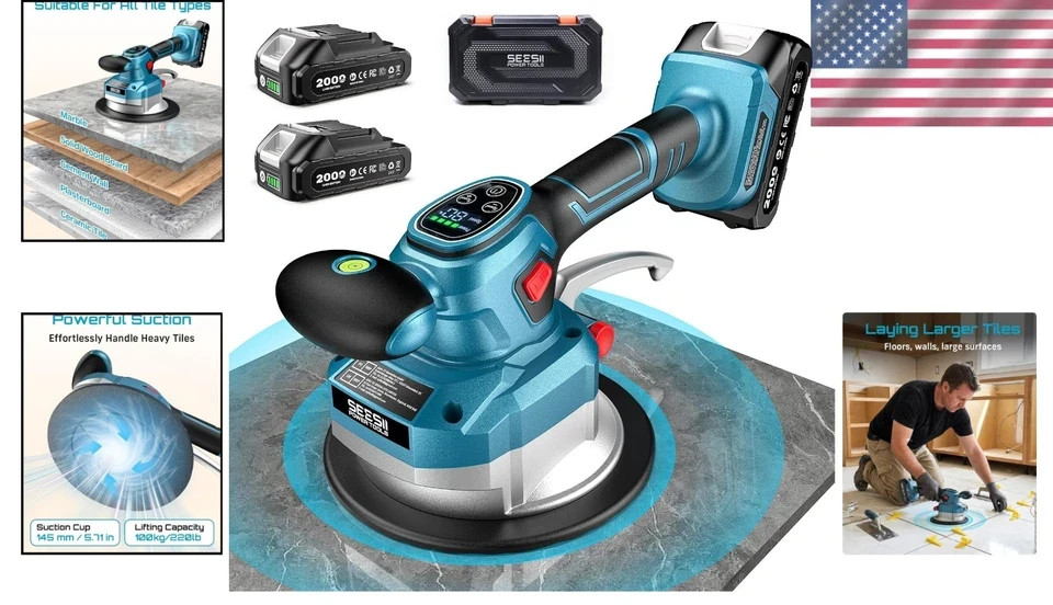 10-Hour Battery Tile Vibration Tool with 145mm Suction: Reliable and Versatile