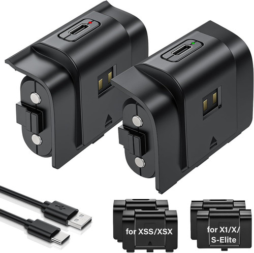 Rechargeable Controller Battery Pack for Xbox,2x4800mWh(2000mAh) Black