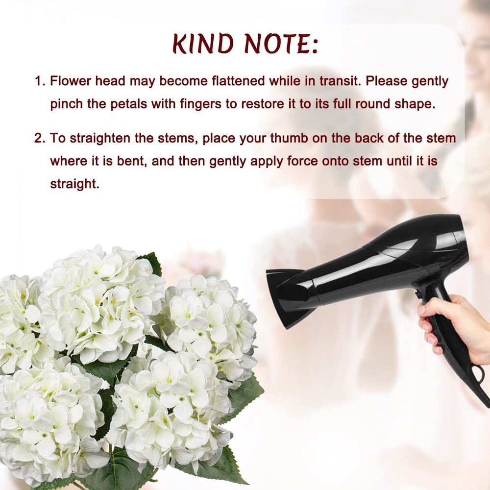 White Hydrangea Artificial Flowers Large Artificial Hydrangeas Silk Flower fo...