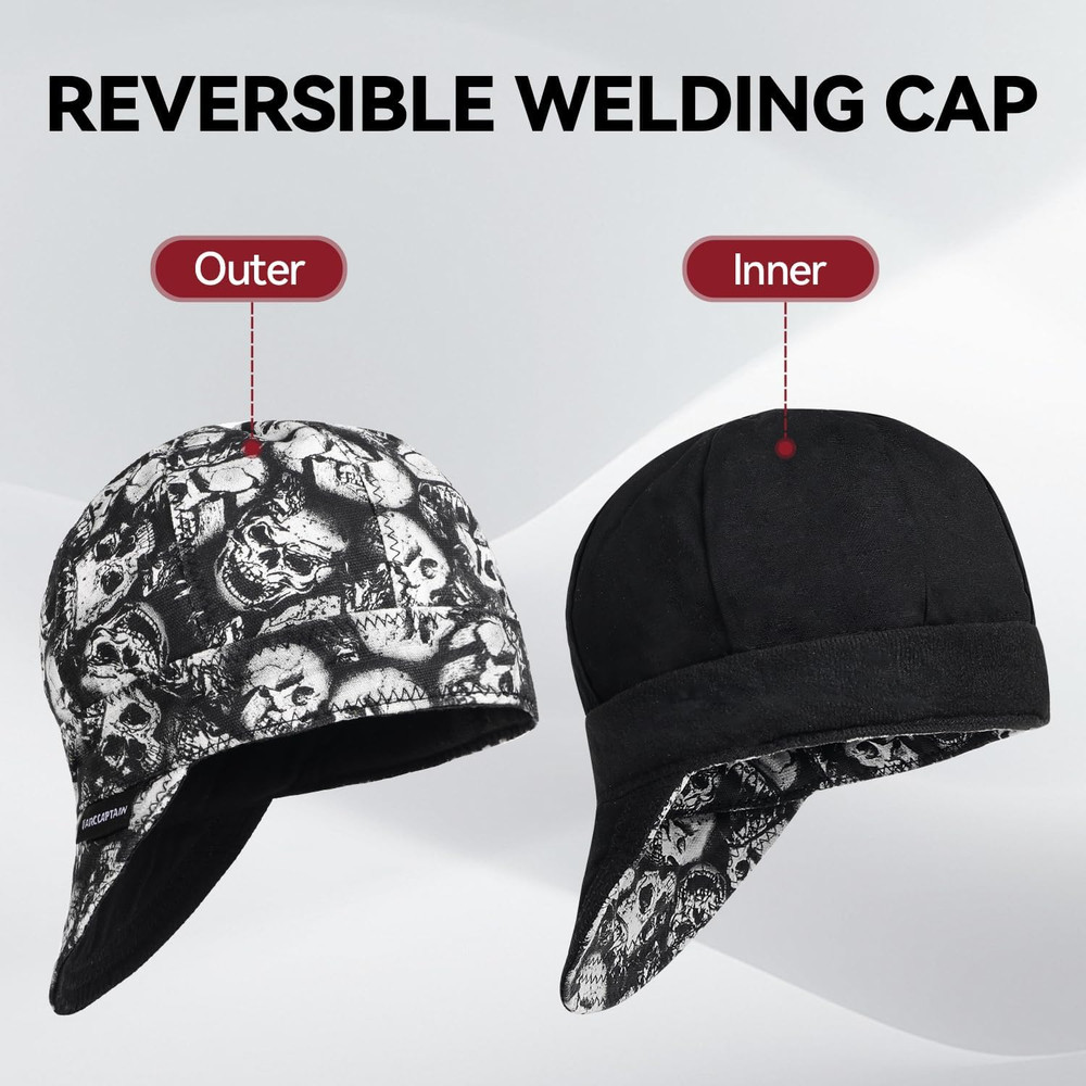 Reversible Welding Cap, 8 Panel Protective Cap, 10 oz Fireproof Cotton Comforts