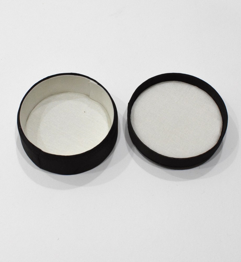 Chinese White Petite Point Round Box 2.5"