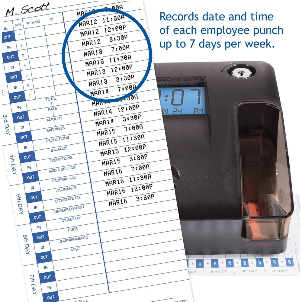 Pyramid Time Systems Model 3600SS SmartSite Time Clock and Document Stamp, Sm...