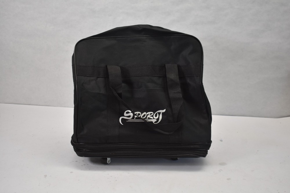 Collapsible Roller Backpack Bookbag Black/White Zipper Closure Adjustable Size