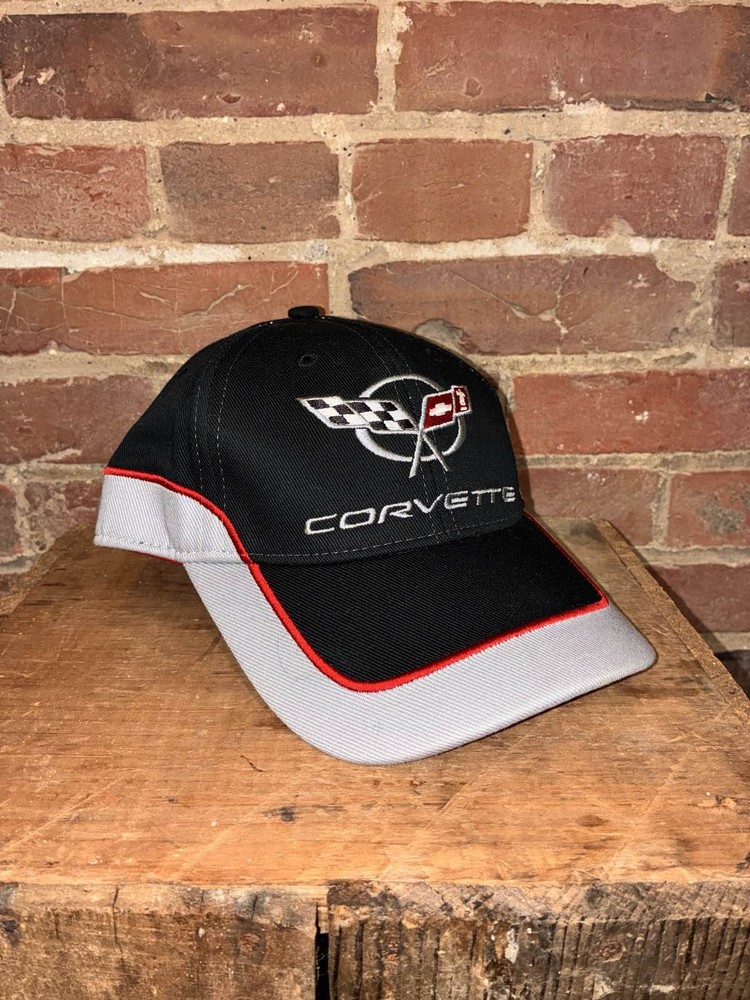 Corvette C5 Logo Cap Black Gray Red Adjustable Baseball
