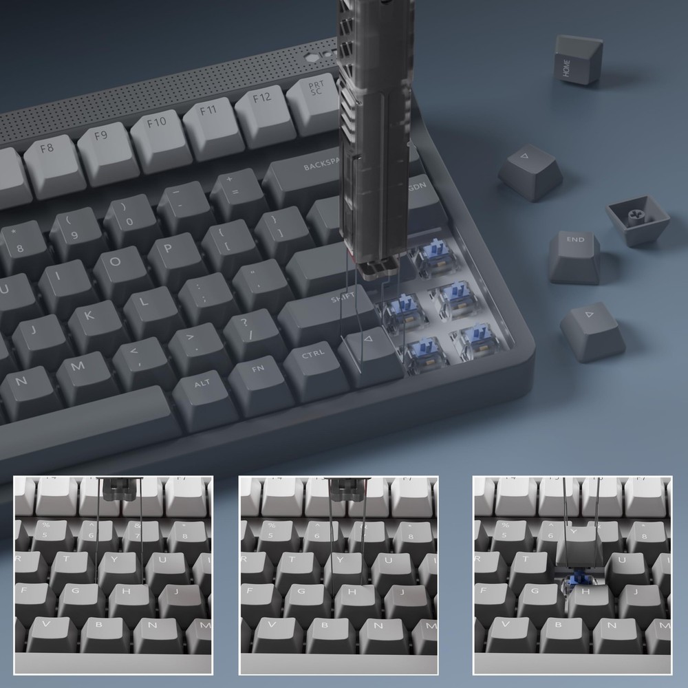 Translucent 2-in-1 Switch Keycap Puller 304 Stainless Steel Mechanical Black