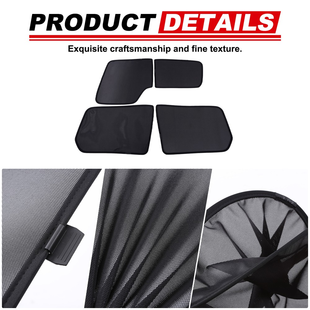 Trunk Tailgate & Side Window Sunshade Black Mesh Visor For Discovery4 2010-2016