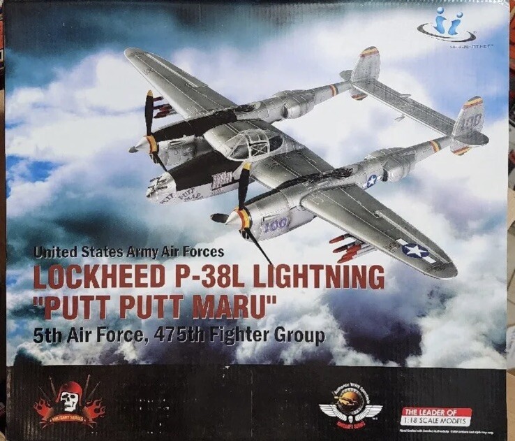 JSIJS International 1:18 Scale Lockheed P-38L Lightning "Putt Putt Maru"