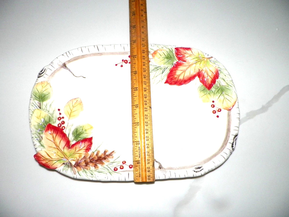 FITZ & FLOYD HAWTHORNE MEDIUM SERVING PLATTER 12" LONG & 8" WIDE