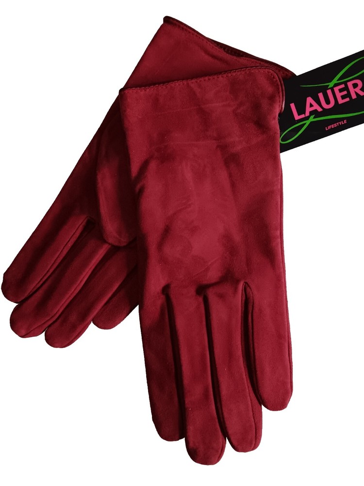 Women's Genuine Suede Leather Gloves, Red, MEDIUM