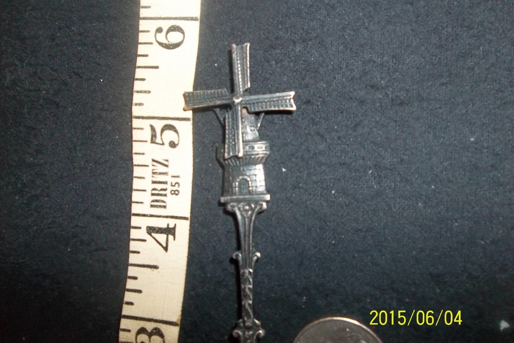 ANTIQUE DUTCH MECHANICAL WINDMILL CREST SILVER SPOON hh 90 marked