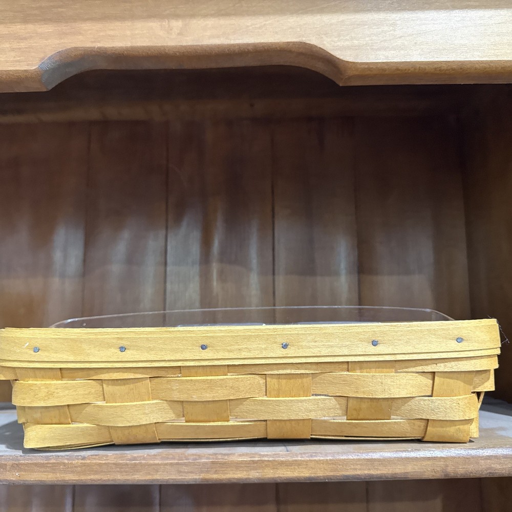 Longaberger 2001 Cracker Basket w Original Plastic Protector Woven Bread basket