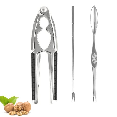 Nut Crackers Walnut Cracker Heavy Duty Shell Cracker with 2 PCS Black