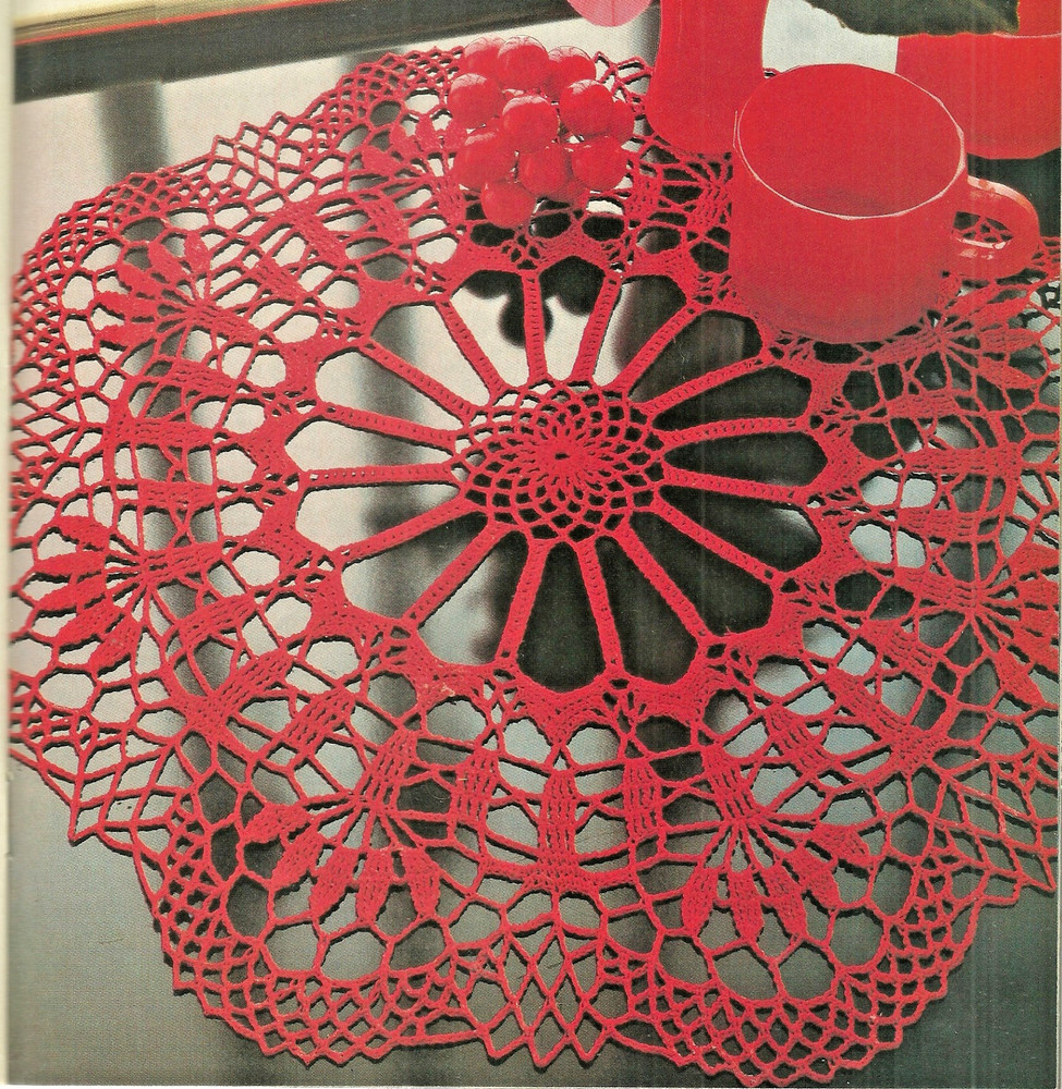 Ruby Red Centerpiece Doily CROCHET PATTERN INSTRUCTION pages
