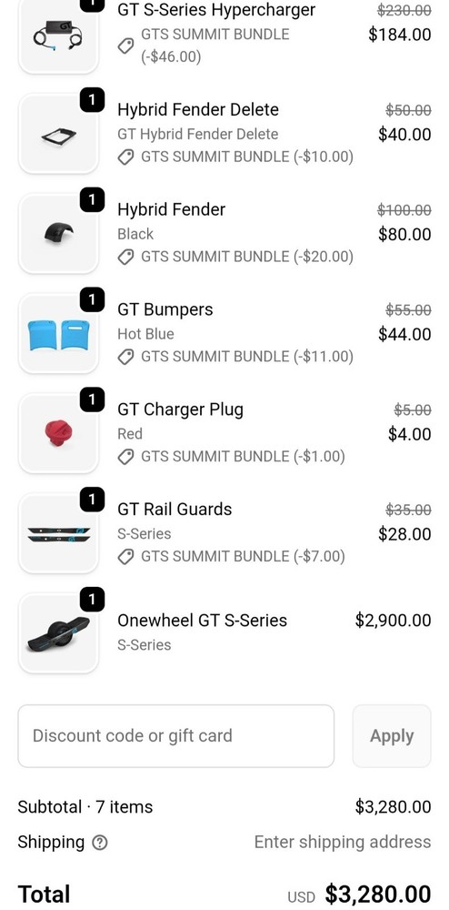Onewheel GTS Series Summit Bundle