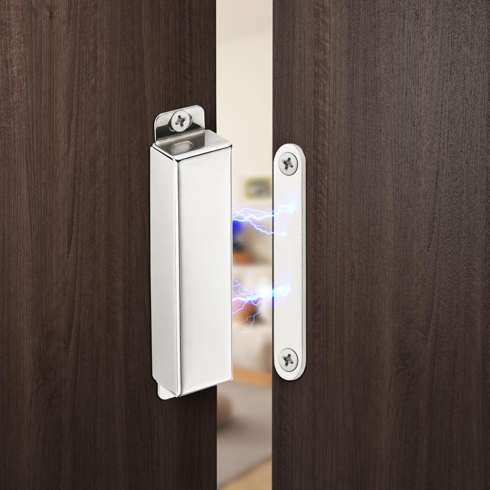 2 Pack | Heavy-Duty Magnetic Door Catch - 90lb Pull Large-90Lbs, Silver