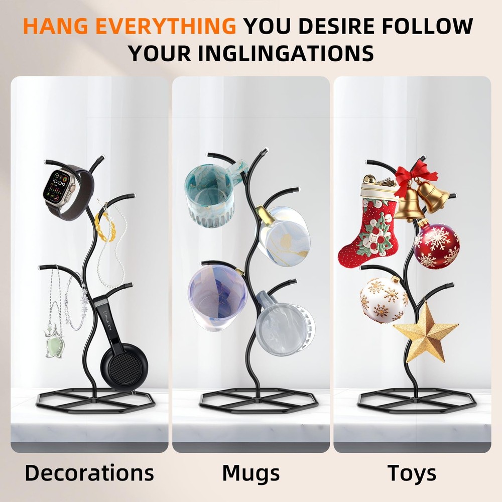 Beesini 2 Pack Coffee Mug Holders Tree, Metal Mug Holder, Decorative Mug Rack...