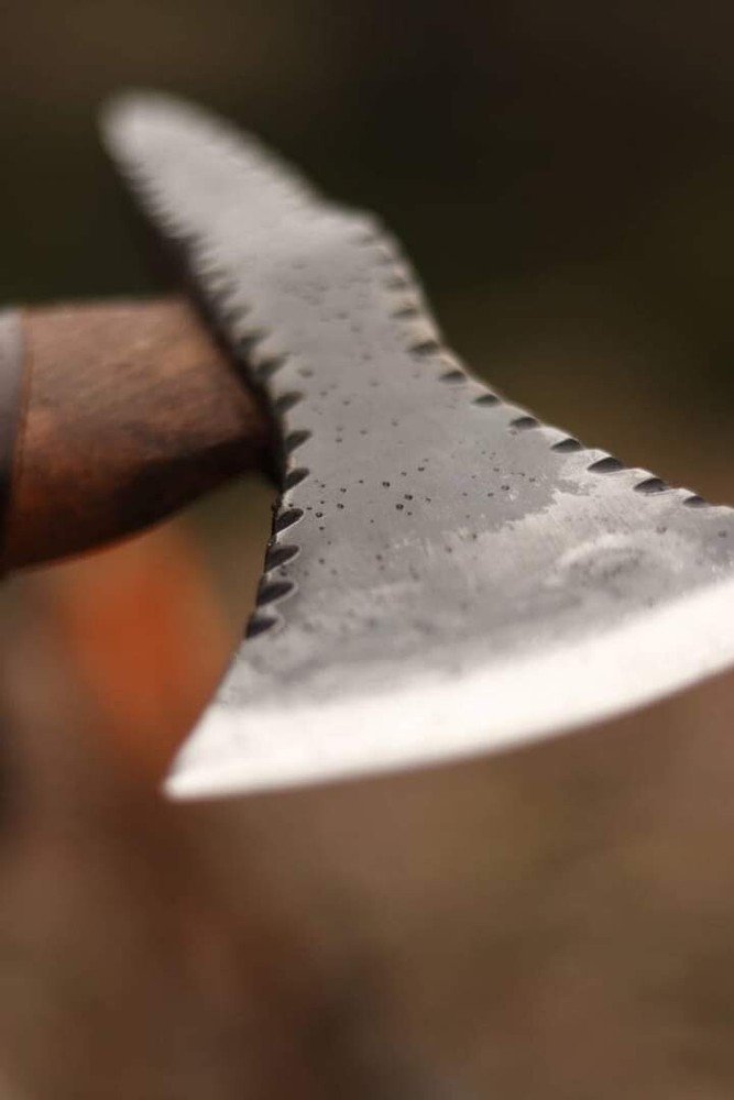 Hand-Forged Axe with Wolf-Shaped Engraved Handle – Display or Gift for Him