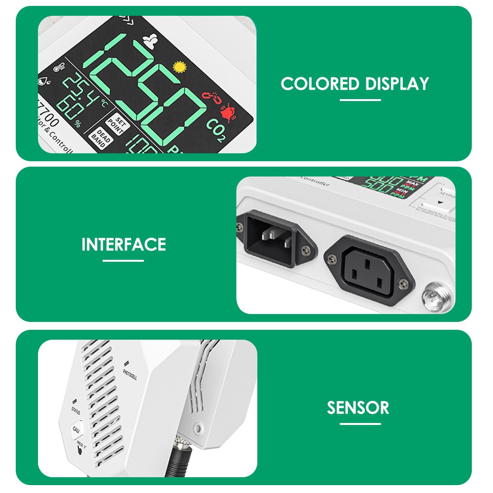 CO2 Monitor & Controller CO2 Concentration Tester Controller 0~9999ppm RDPM