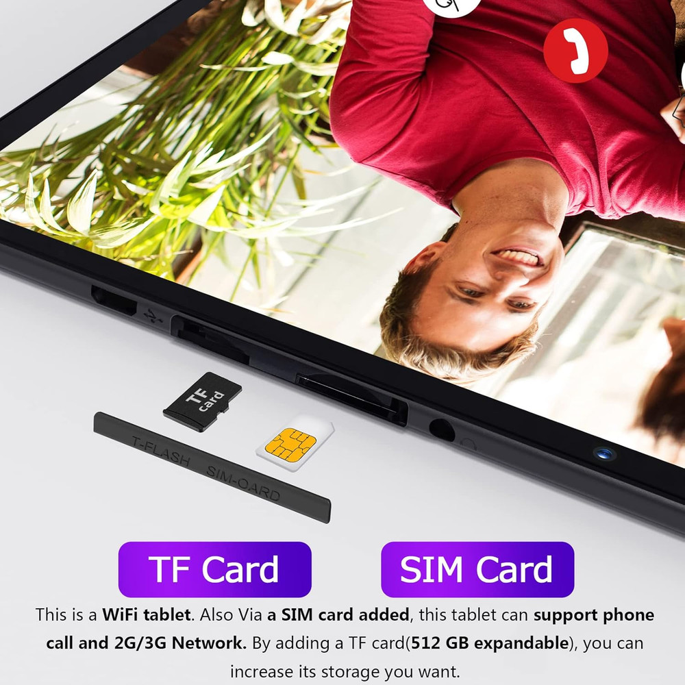 10'' Tablet Android 13 Phone Tablet with SIM Slot, 64GB Quad Core, IPS Touchscre