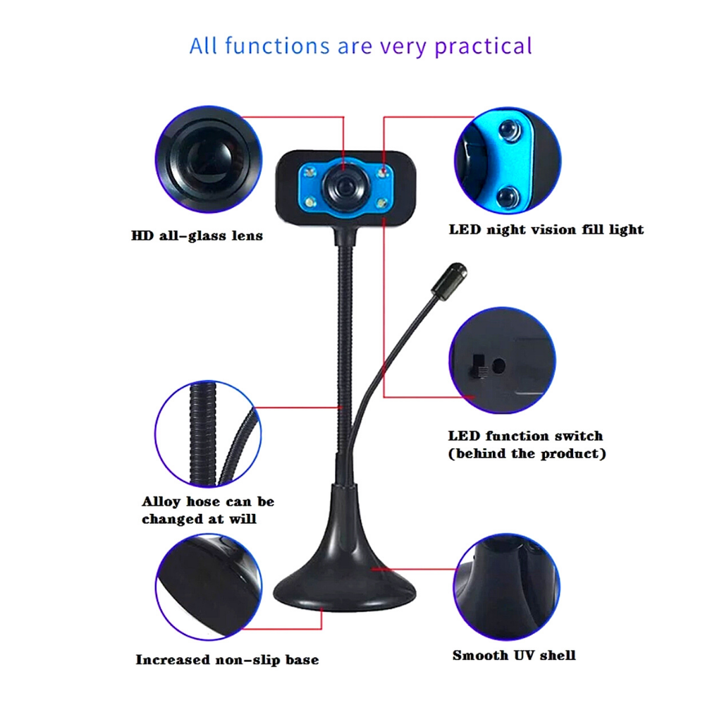 Camara Web Para PC Laptop Computadora Full HD USB Con Microfono Streaming Webcam