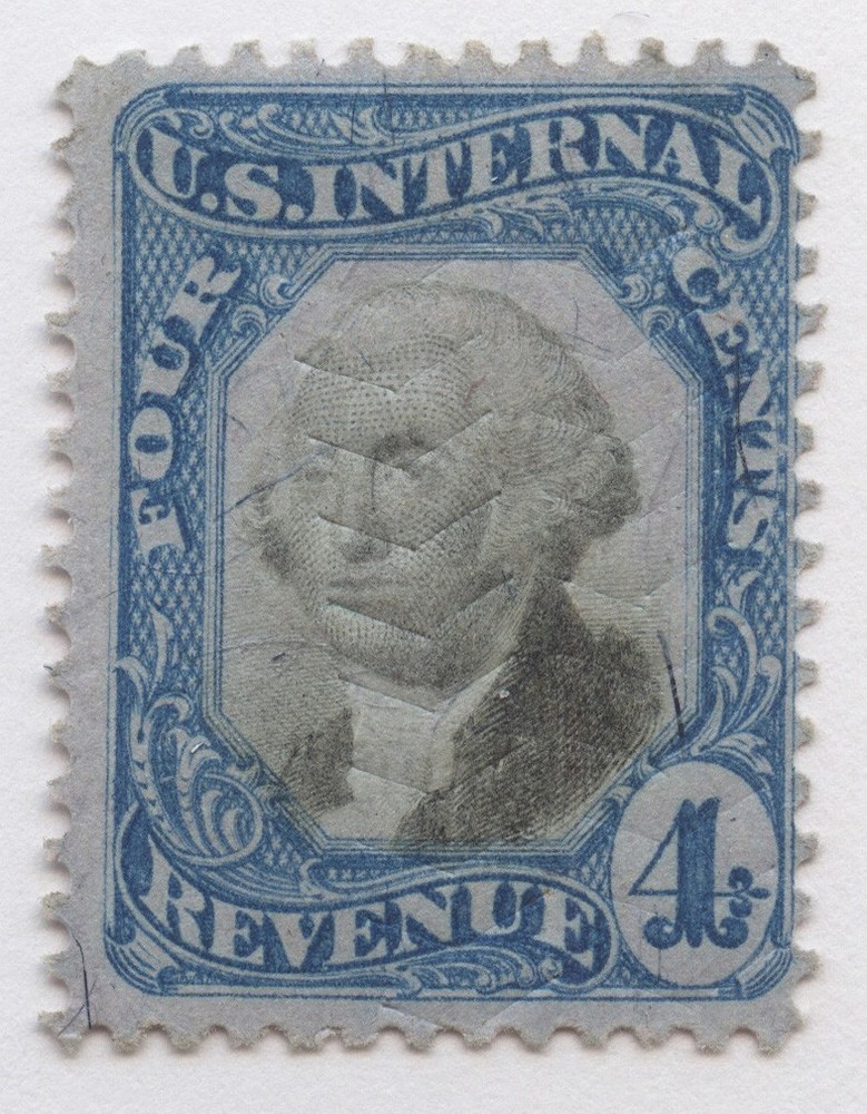 U.S. Revenue Scott #R106 4c second issue. Cut cancel. CV = $65 as CC