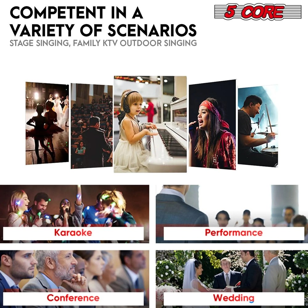 5Core Microphone 3Pc Dynamic Metal Mic Karaoke Singing XLR Handheld Microfono