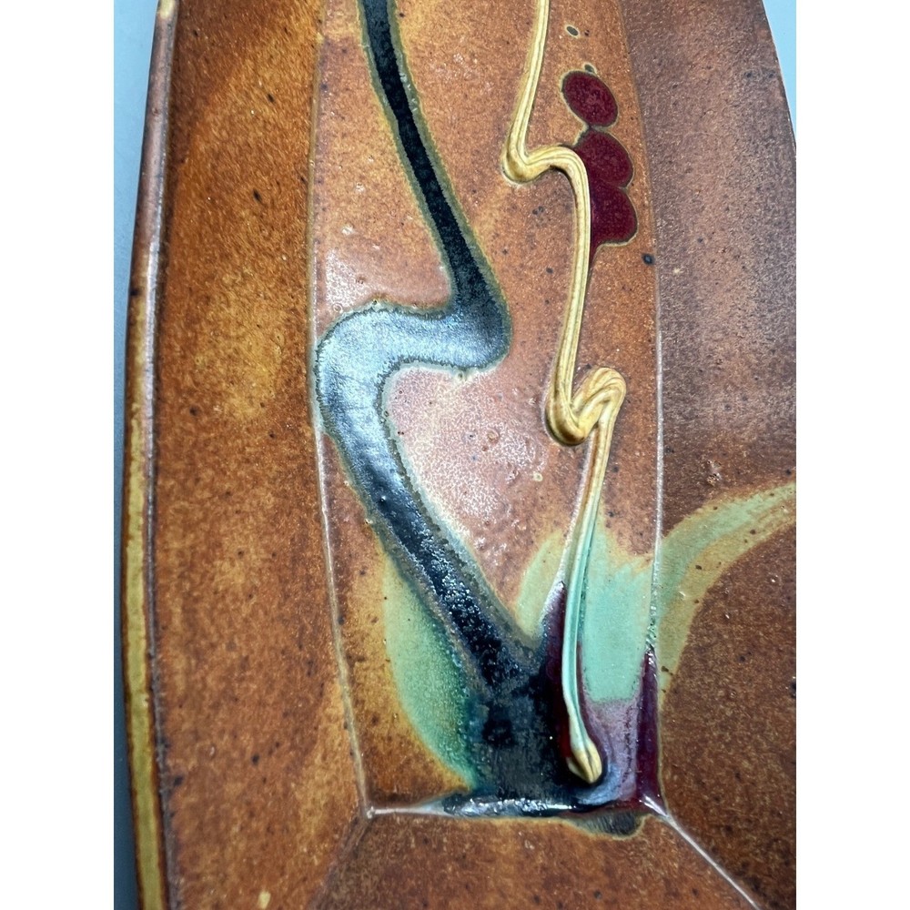 Vintage Peter Kaiser Signed stoneware Serving Tray rustic abstract design