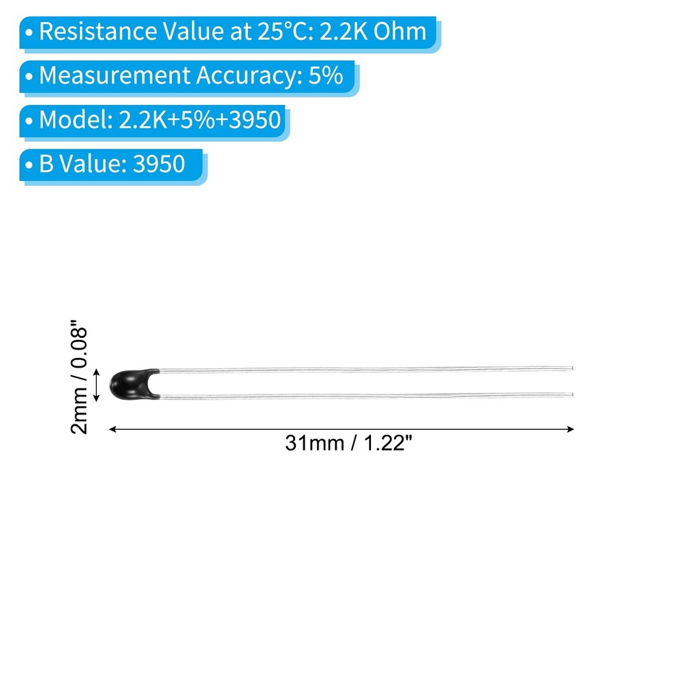 NTC Thermistors Resistor, 30Pcs 2.5KOhm 3950 5% Accuracy Temperature Sensor