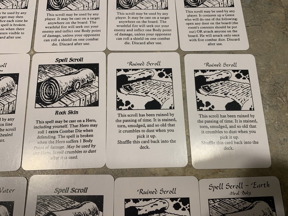 HeroQuest Cards. Artifact & Spell Scroll deck REPRINT. READ DESCRIPTION!