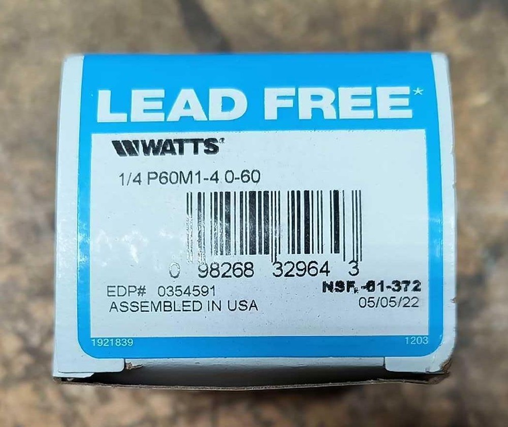 New Old Stock Watts, P60 Water Pressure Regulator P60-M1-4 0-60 1/4"
