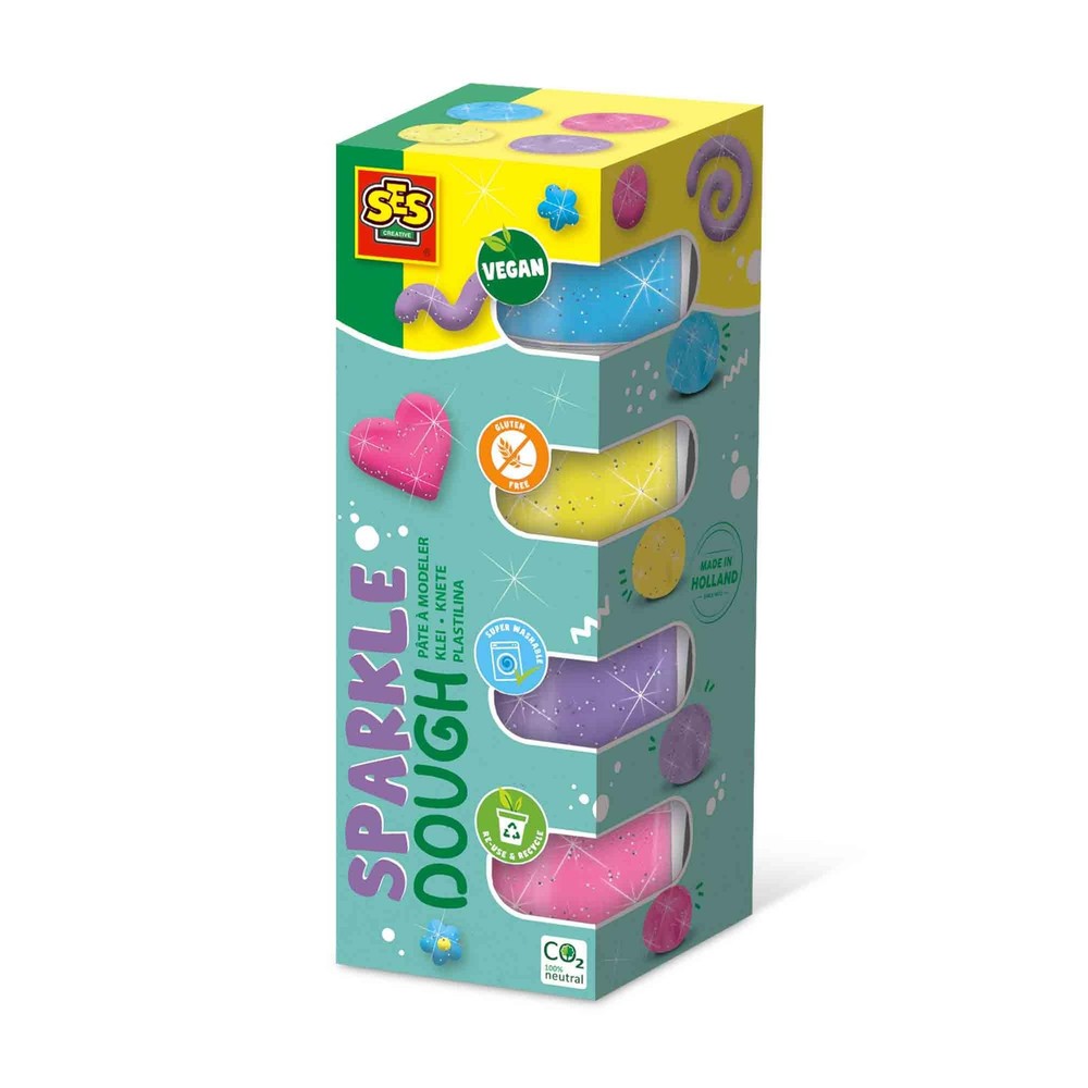 SES Creative 00515 Feel good dough-Sparkle (4x90gr), various