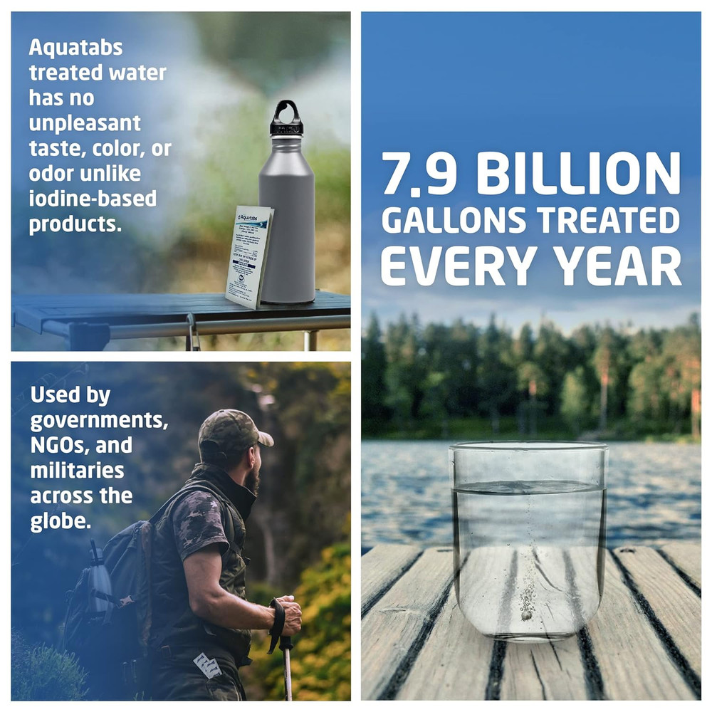 49Mg Water Purification Tablets (100 Pack). Water Filtration System for Hiking,